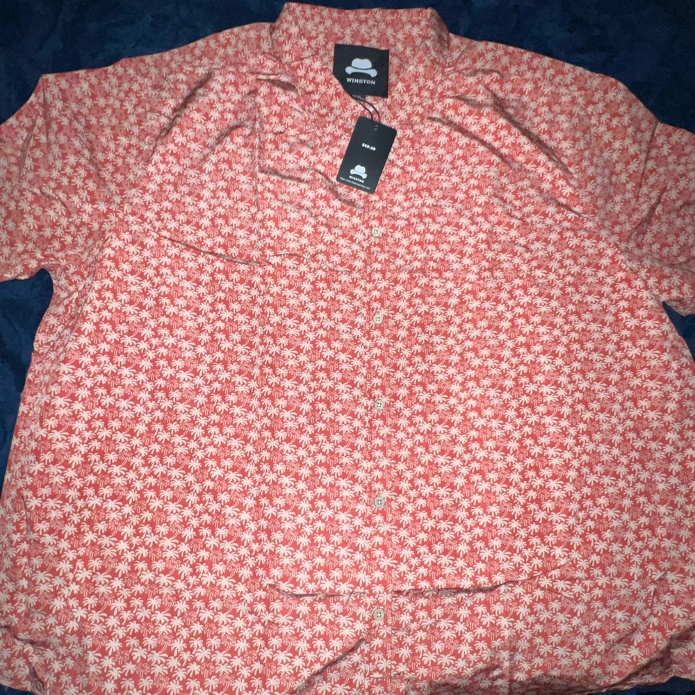 Palm print button down mens big and tall